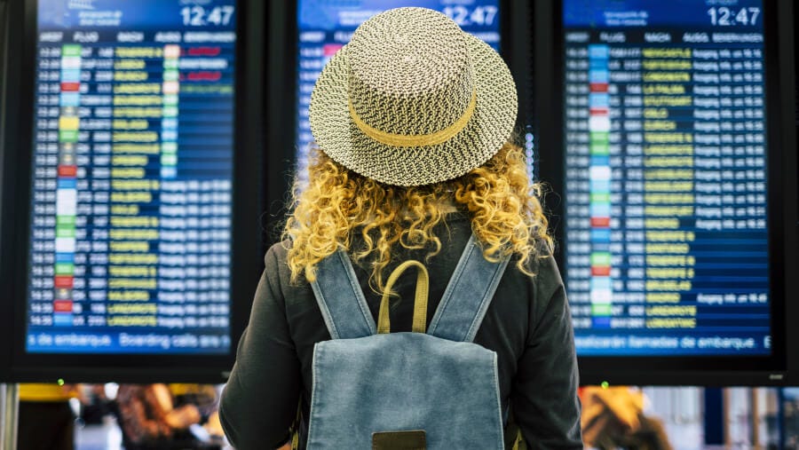 Female tourist at the airport