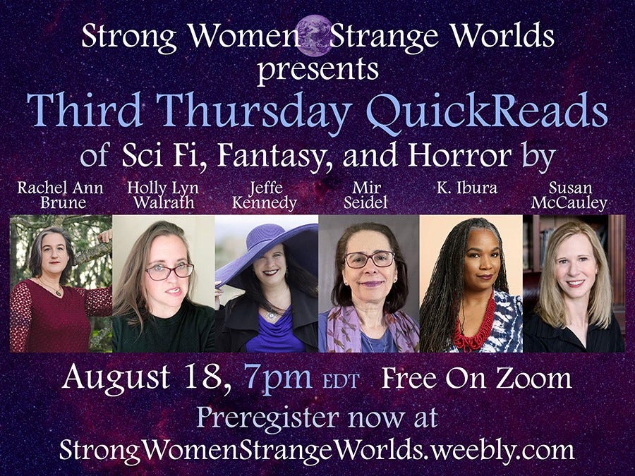 Strong Women Strange Worlds Virtual Readings Banner for 08/18/22