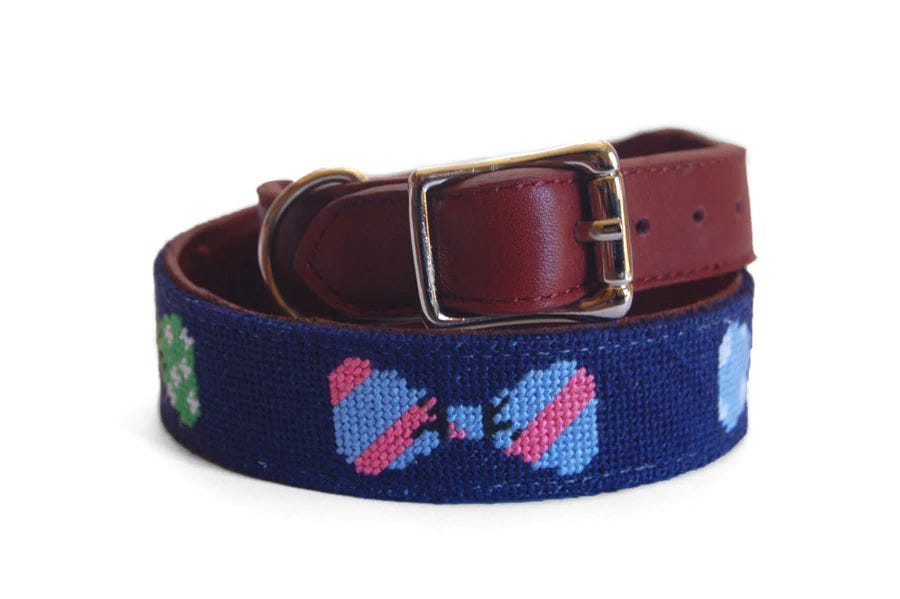 Bow Tie Needlepoint Dog Collar from Asher Riley Collection