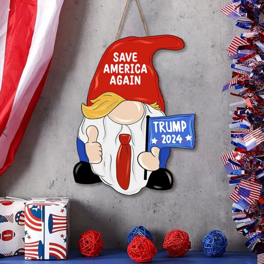 Independence Day Gnome keep America Great Wooden Sign