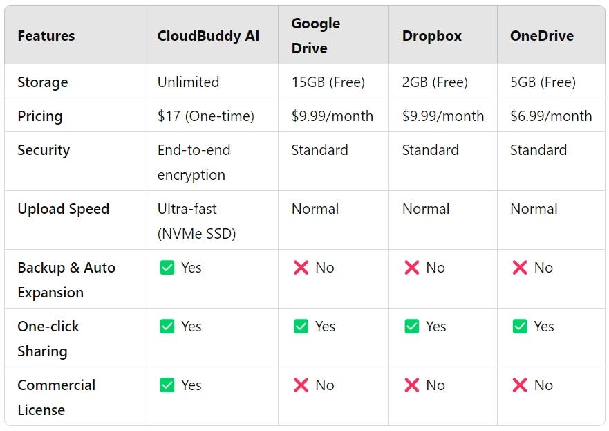 CloudBuddy AI vs. Traditional Cloud Storage Providers