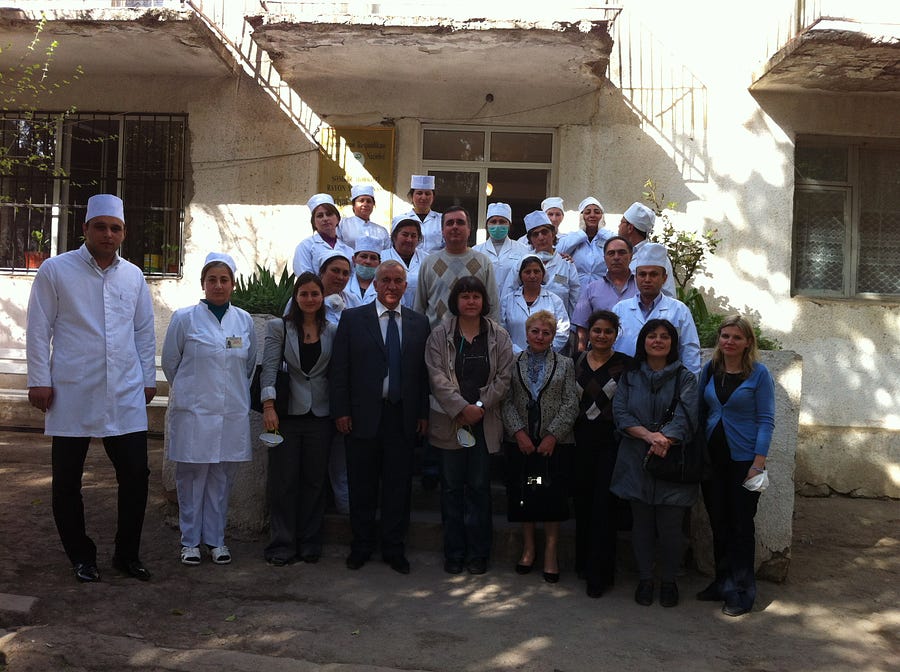 USAID and WHO staff visit a TB hospital in Azerbaijan in April 2012. (USAID)