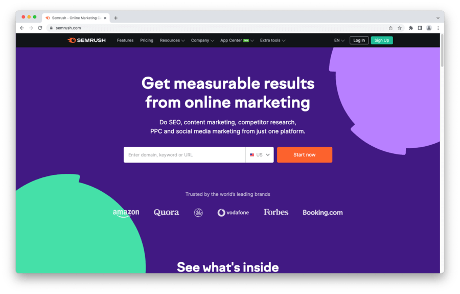 SEMRush homepage