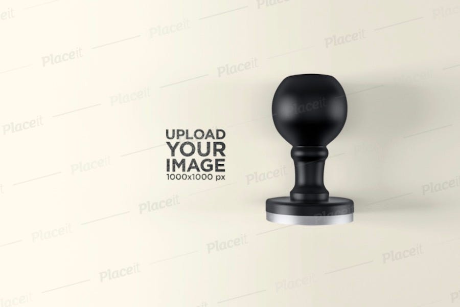 mockup of a rubber stamp placed over a flat surface