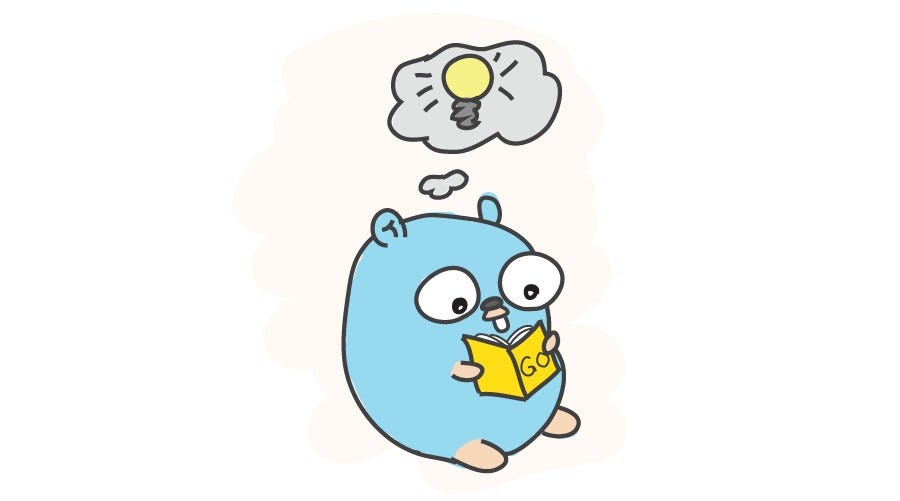 Gopher reading a Go programming language book