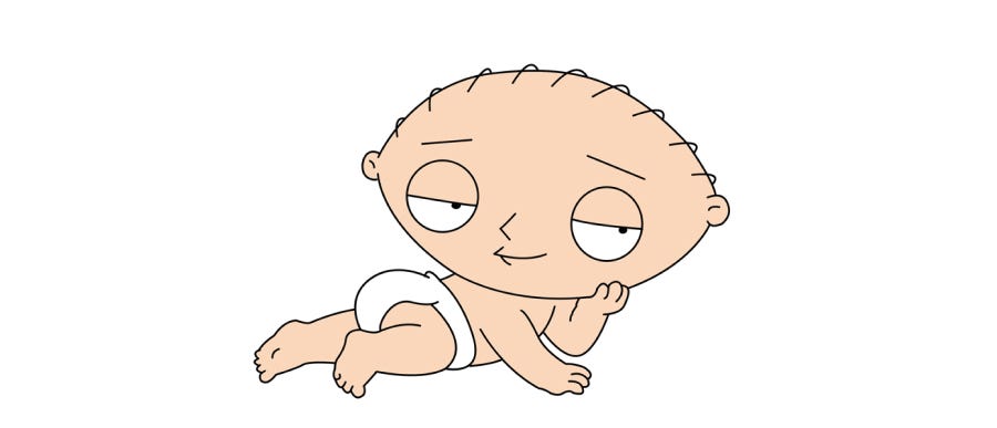 An image of Stewie Griffin from Family Guy in diappers.