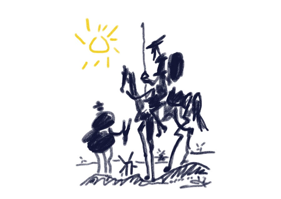 A drawing of Don Quichote