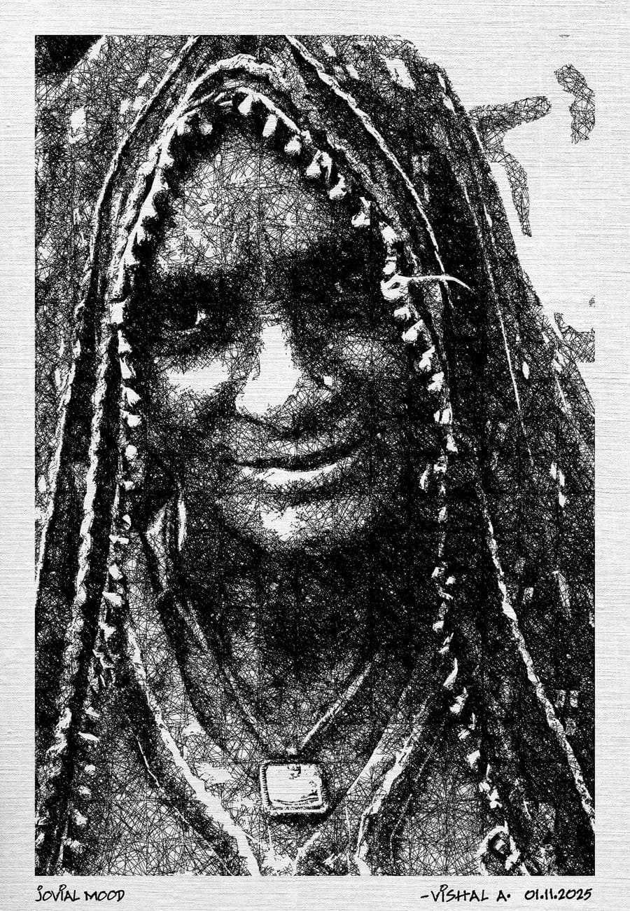 JOVIAL MOOD
An old lady in her truely happy mood portrayed by her mild but real smile.
