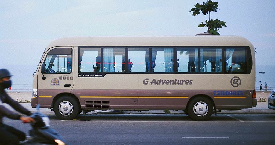Tourist Bus by G Adventures in Vietnam