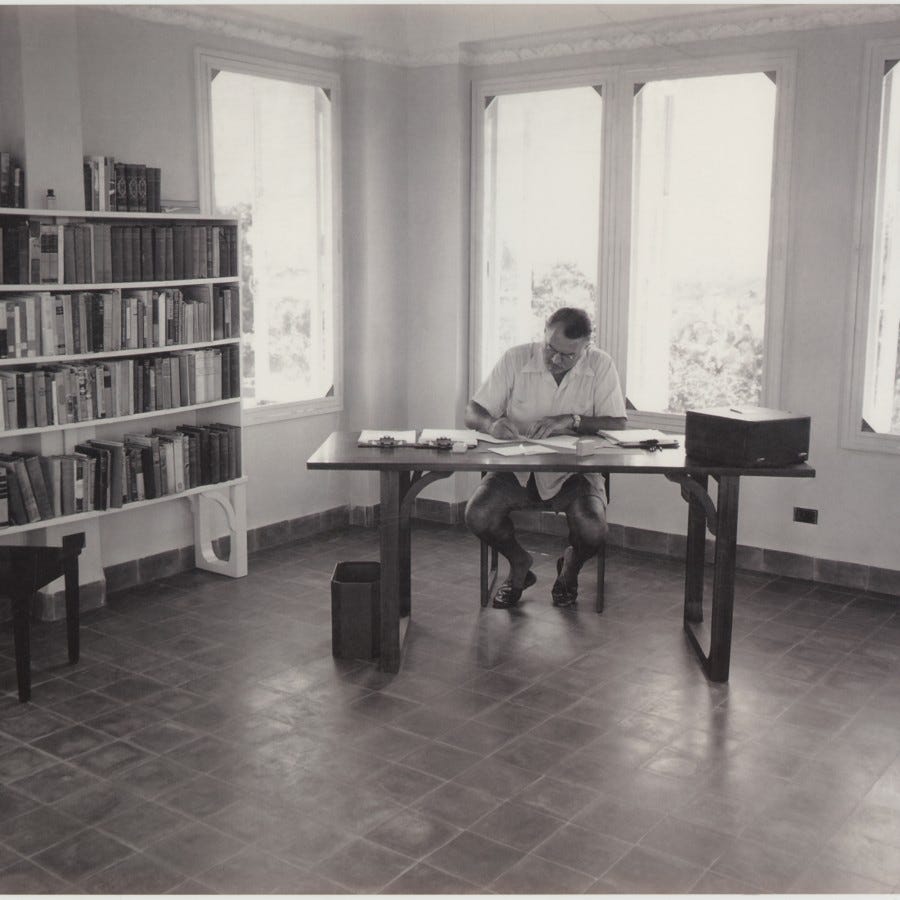 Ernest Hemingway writing