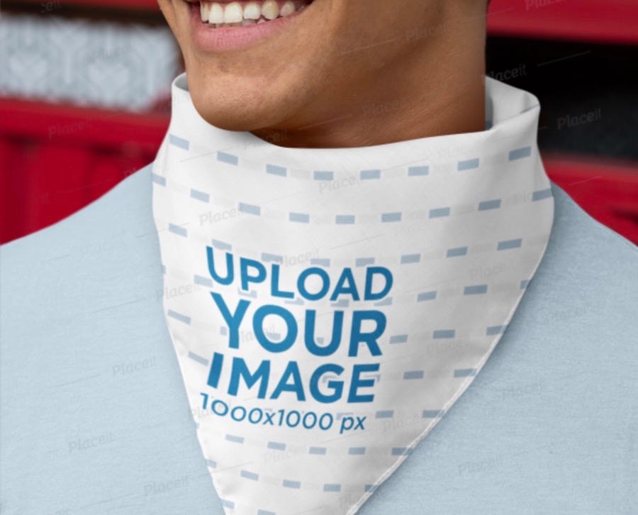 mockup of a man with a bandana wrapped around his neck
