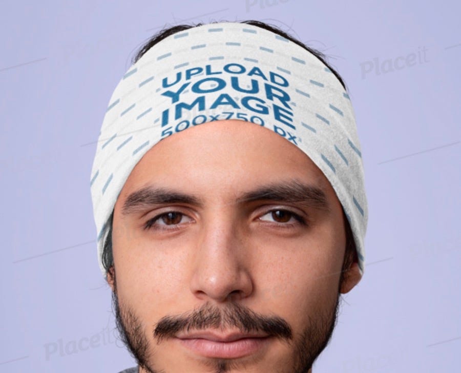 mockup of a man wearing a tubular bandana over his head