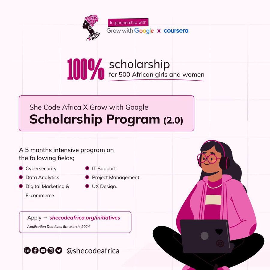 She Code Africa x Grow with Google Scholarship Program (2.0)