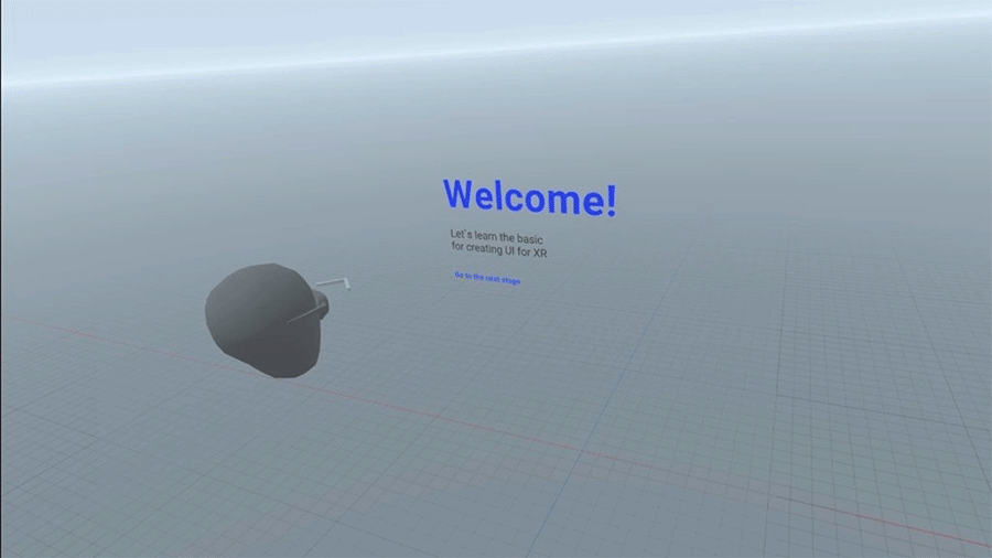 Animated gif of a VR space with the guidelines to design UI for VR