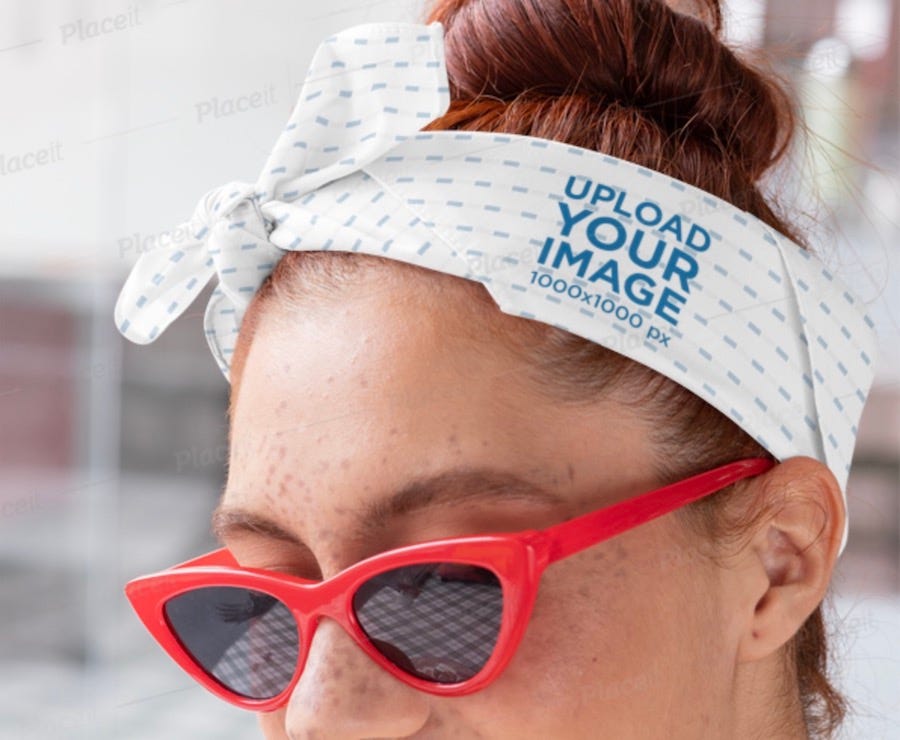 pinup bandana mockup of a woman with red sunglasses