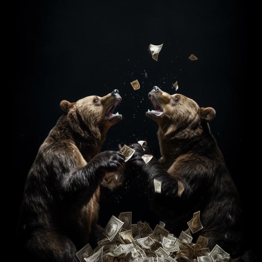 SEO vs SEM. Two bears fighting over a marketing budget