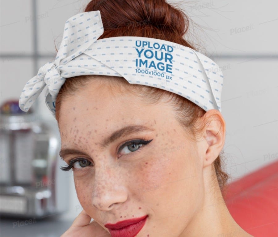 woman wearing a bandana around her head