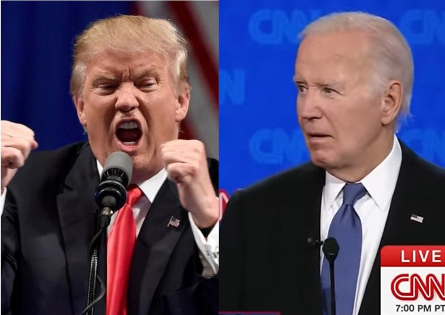 Trump shouting, Biden stunned