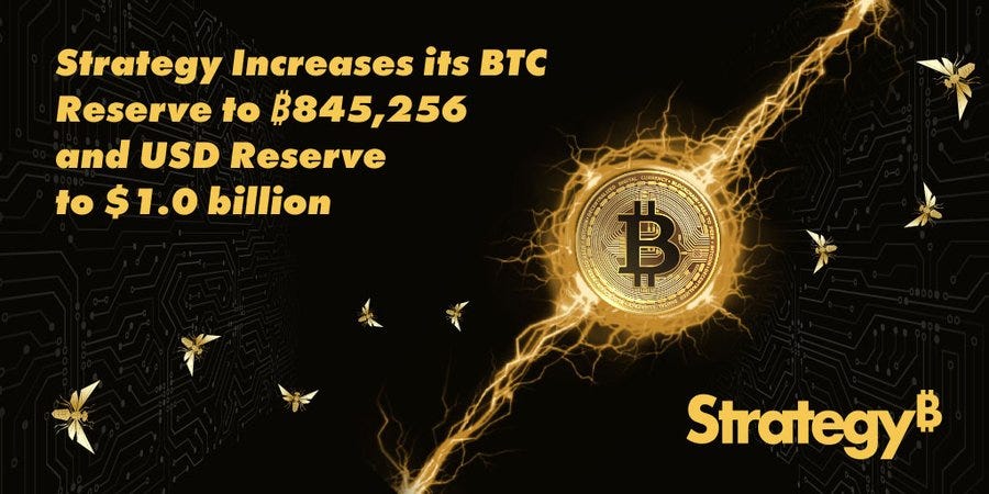 Strategy acquired 1,550 BTC at $65,332, boosting reserves to $1 billion.