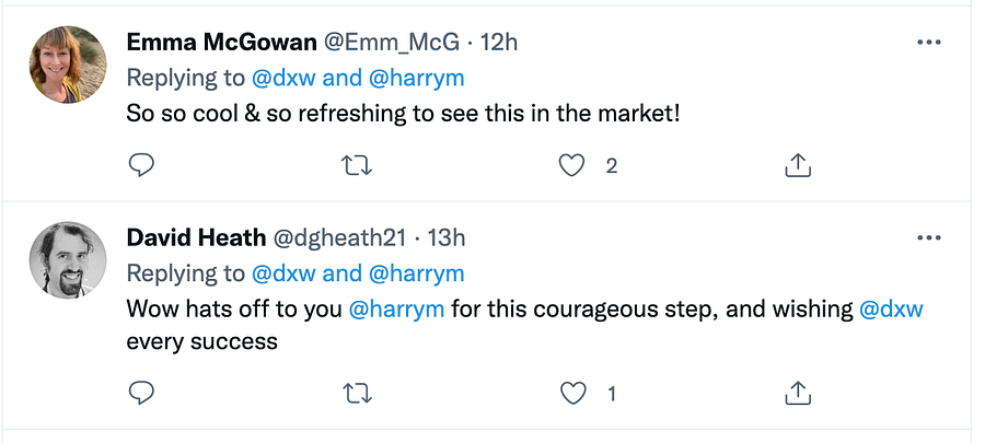 biggest thing to talk about this week has to be the fact that dxw is now owned by us, its employees
