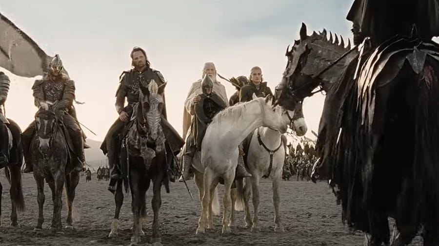Aragorn & Co. face off with the Mouth of Sauron (Screenshot: Lord of the Rings: Return of the King)