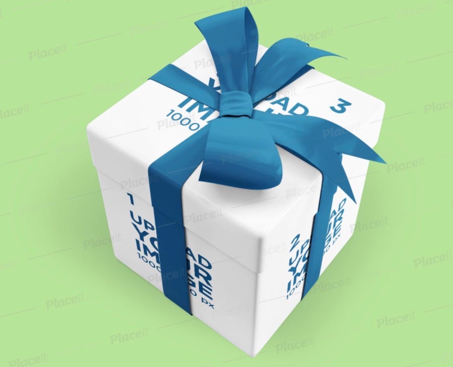 cake box mockup featuring a colored ribbon