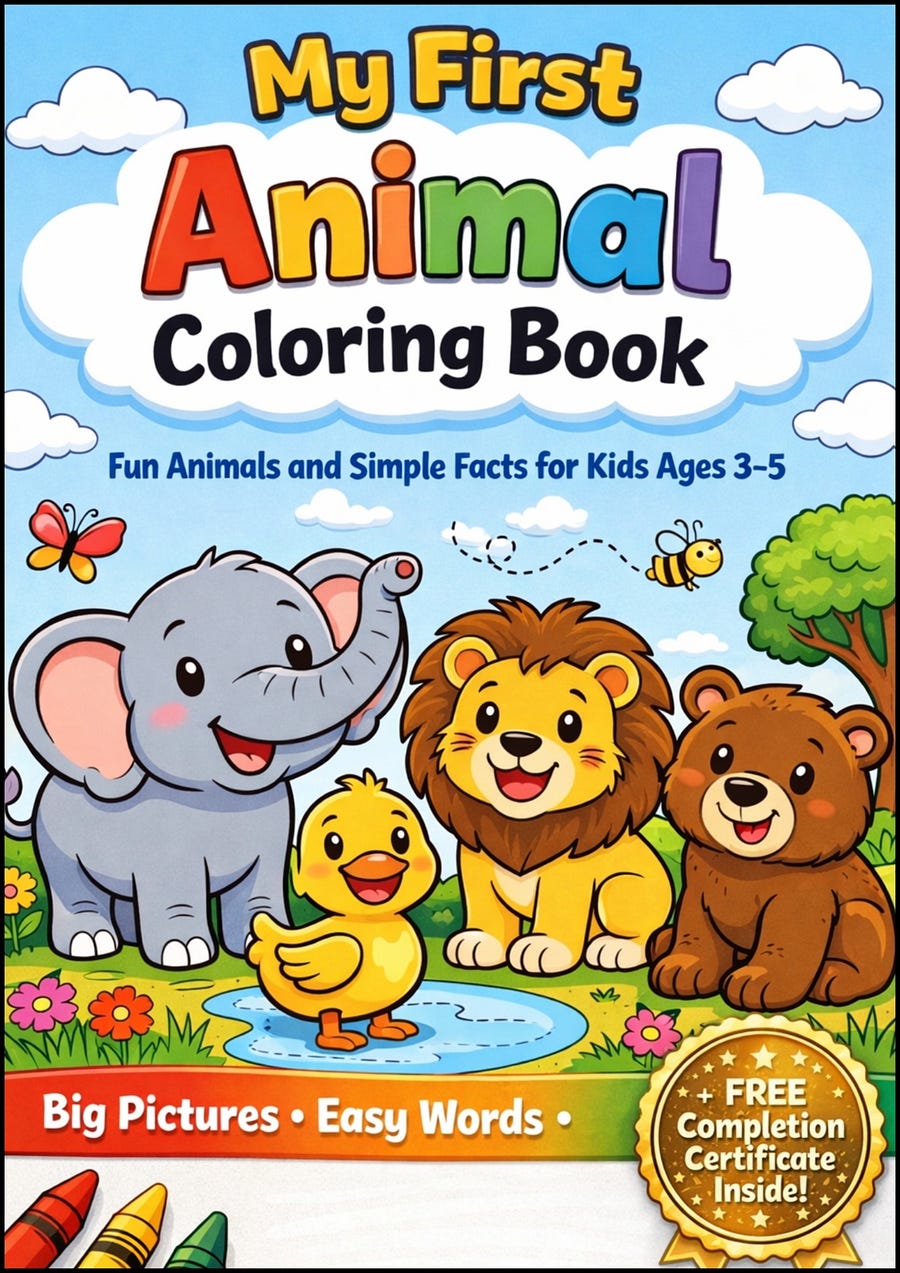ANIMALS Coloring book BUNDLE , Preschool Activities Printable Worksheets for Kids Toddler Learning Games Early Childhood Development Parenting Tips