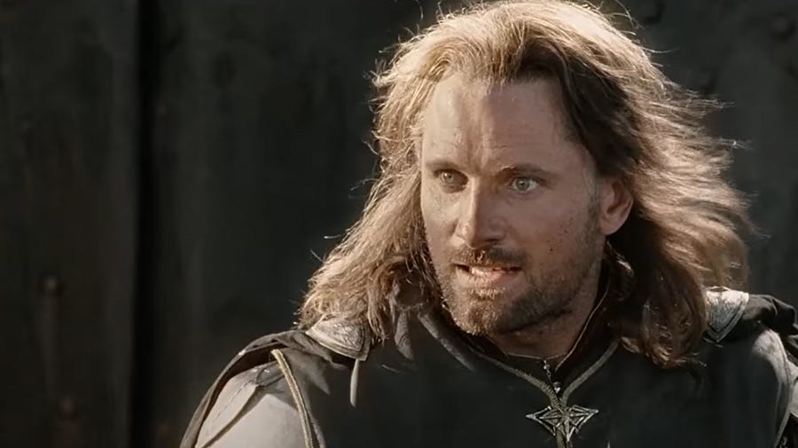 Aragorn refuses to believe all is lost. (Screenshot: Lord of the Rings: Return of the King)