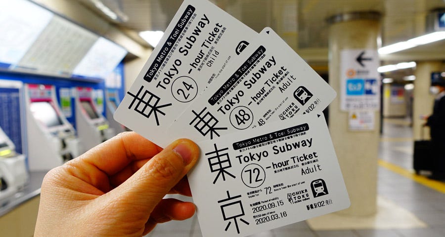 A hand holding up three different kind of travel tickets