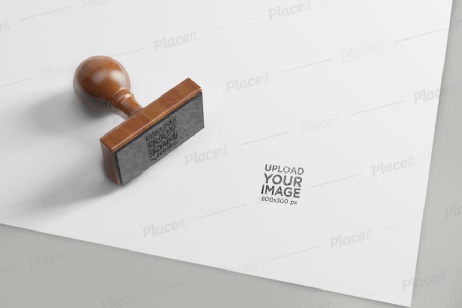 stamp mockup featuring lower corner of a paper sheet