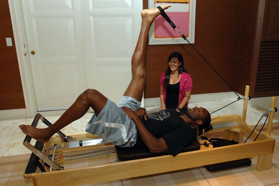 Kobe Bryant doing pilates