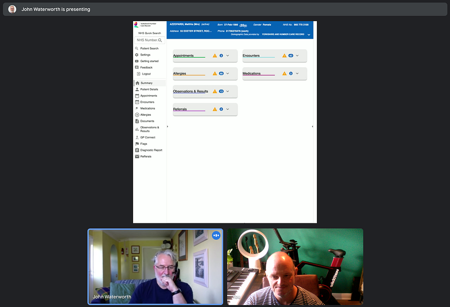 A screen grab of a video call between John and Gaz