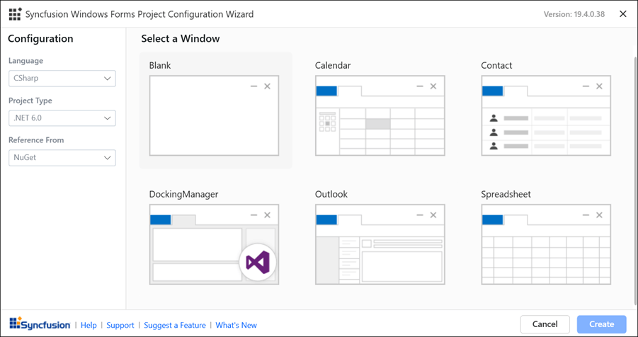 Syncfusion Windows Forms Project Configuration Wizard