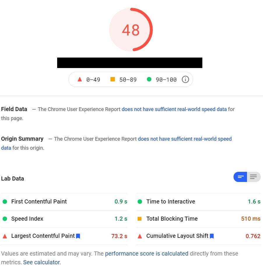 Benchmark PageSpeed Insights Score
