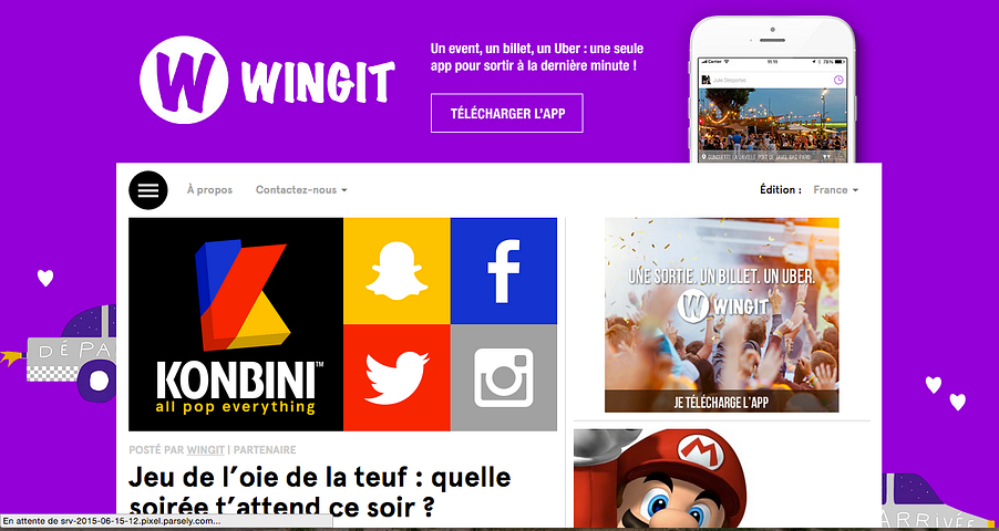 Wingit app, Konbini, article