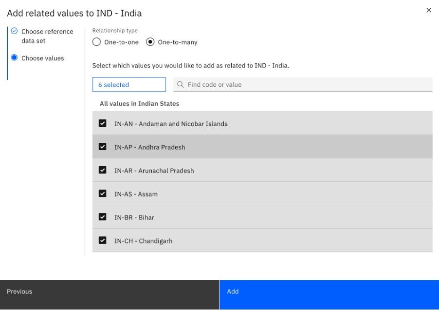 screenshot of choosing a one-to-many data mapping