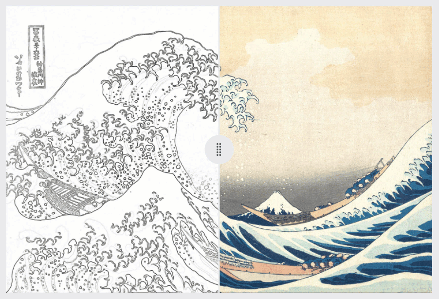Coloring page generated from Hokusai’s painting “The Great Wave off Kanagawa”