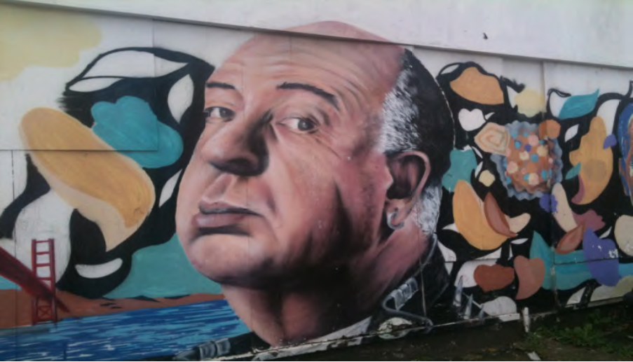 Graffiti depicting Alfred Hitchcock