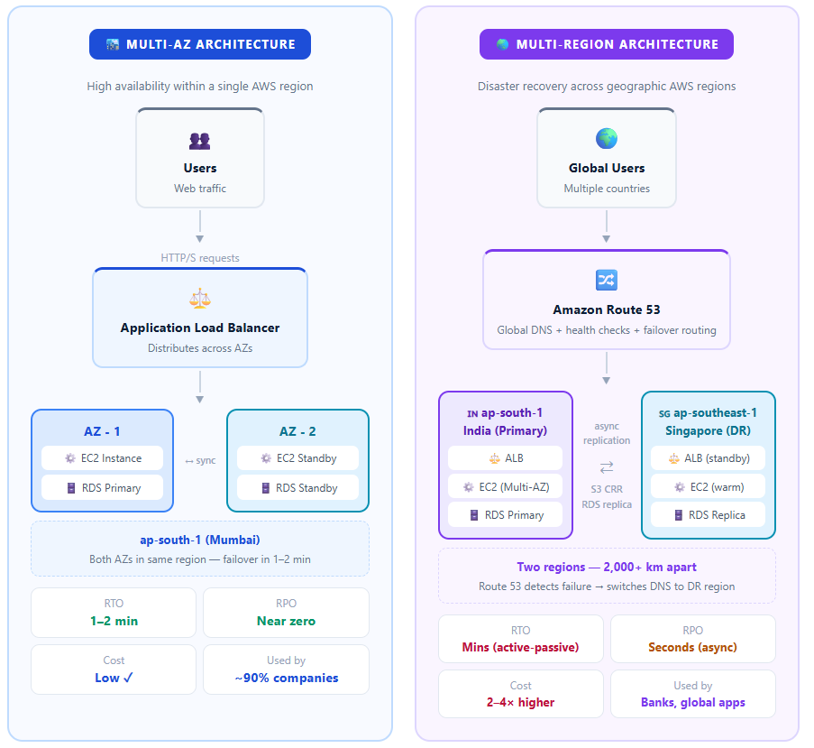 AWS Multi-AZ vs Multi-Region: What Companies Actually Use and Why It Matters for Your Architecture