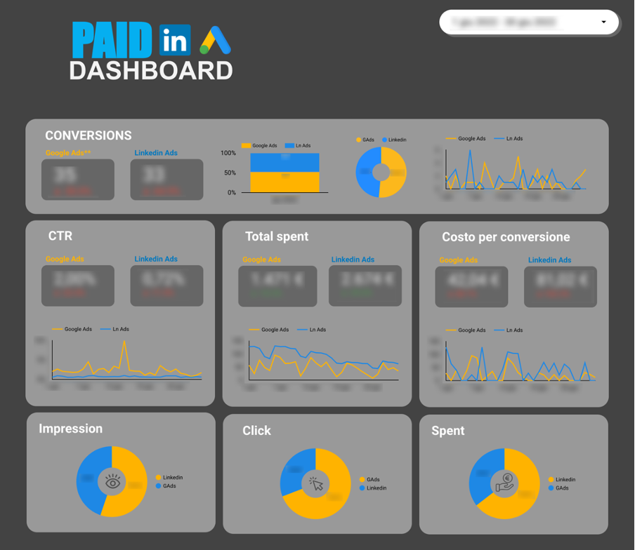 Dashboard specifica su canali paid