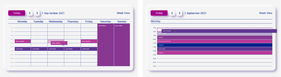 Give your users freedom by allowing them to drag and drop items in their calendar app