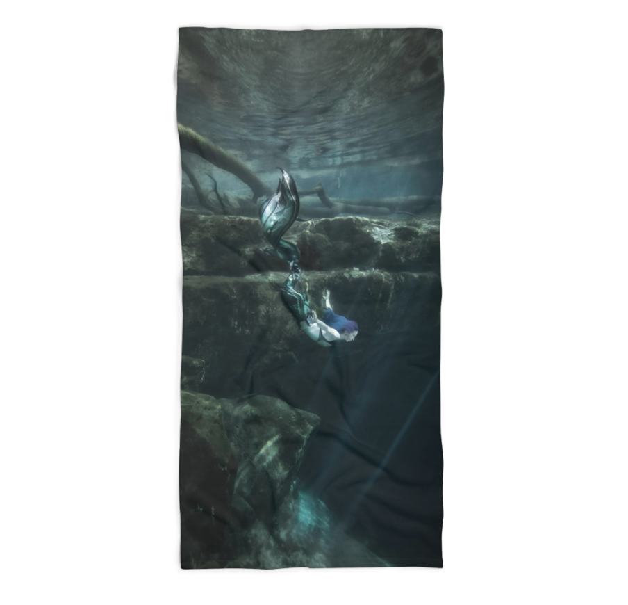 Mind’s Eye Mermaid Fantasy Art Beach Towel by Trésor de la Mer — Mermaid for Hire, Mermaid Art Prints, Hospitality Design, Mermaid Beach Towels