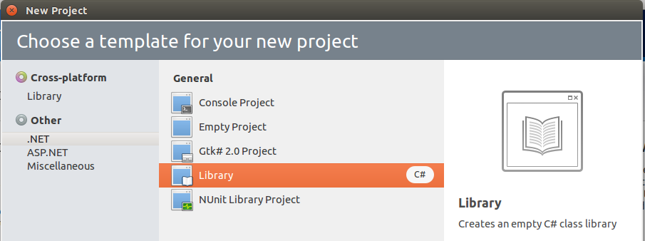 Criando projeto Class Library no MonoDevelop