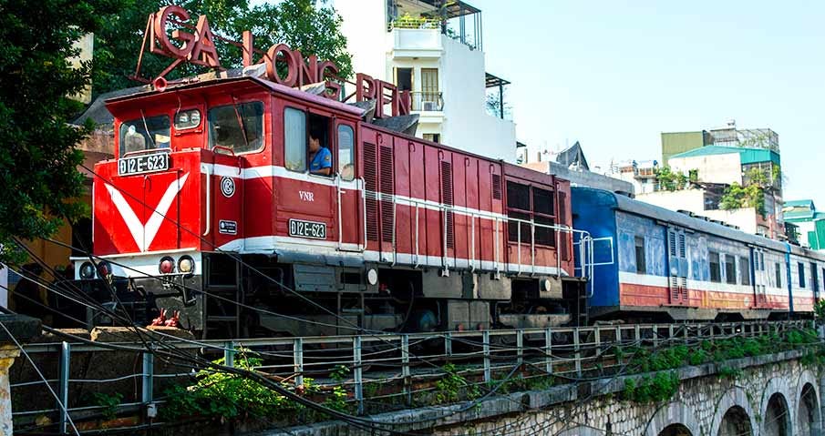 Train in Hanoi — Long Bien Railway Station