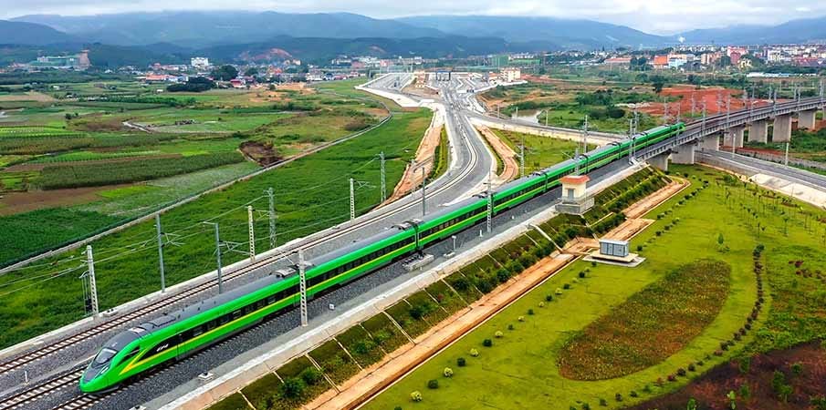Train of Lao-China Railway from Vientiane to Kunming