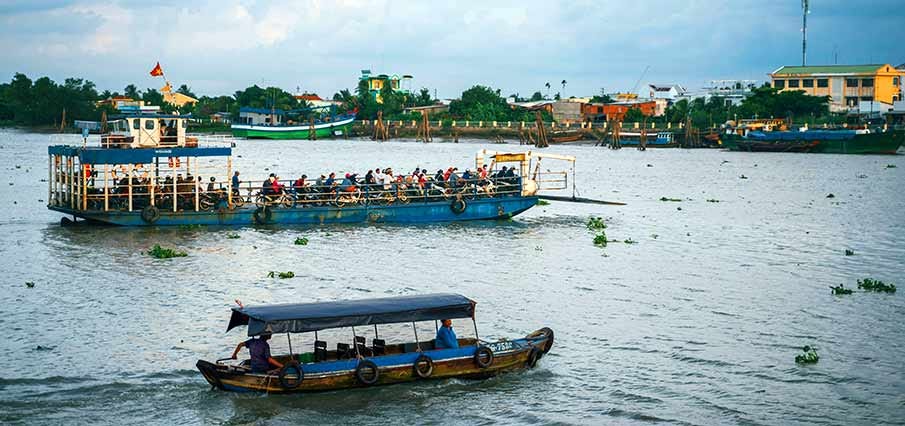 Boat — ferry transfer in Can Tho in southern Vietnam