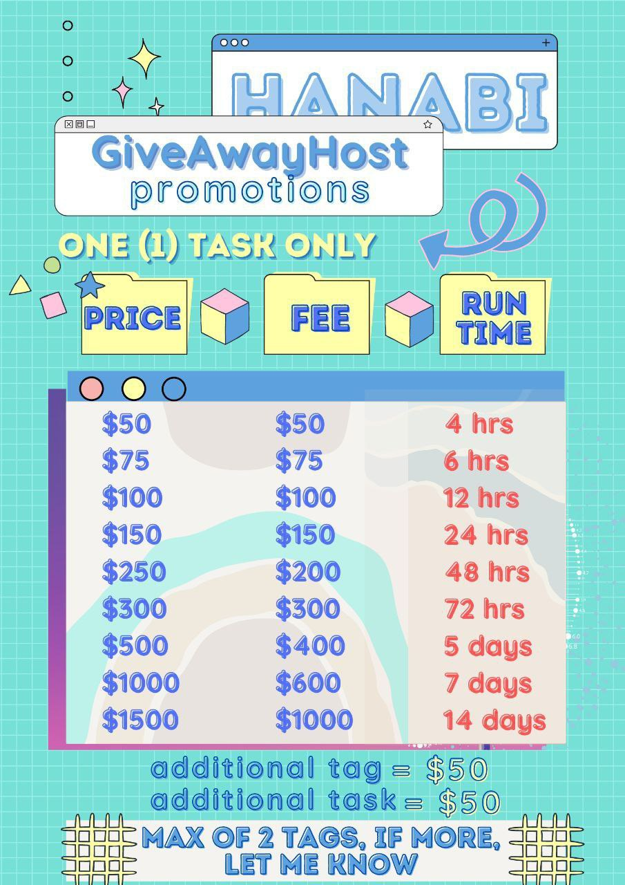 Price list of promoting a #giveaway by a Twitter account with 299K followers