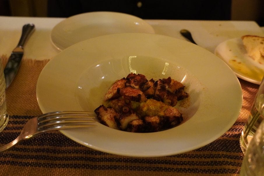 caramelized octopus, potato aioli, pimenton at Summer of Ludo & Giles Montage Beverly Hills