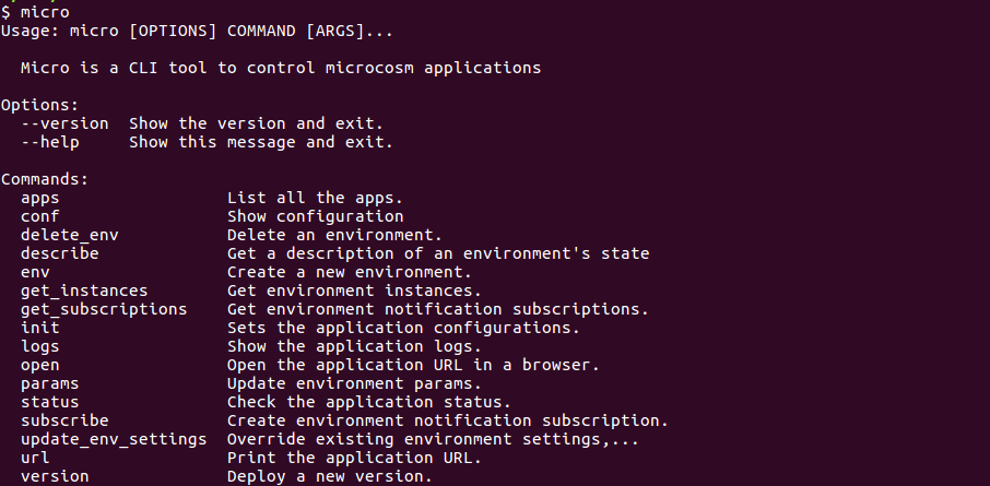 Microcosm CLI command line output screenshot