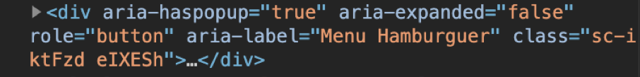 Exemplo de código de um Menu Hambúrguer utilizando as tags Aria